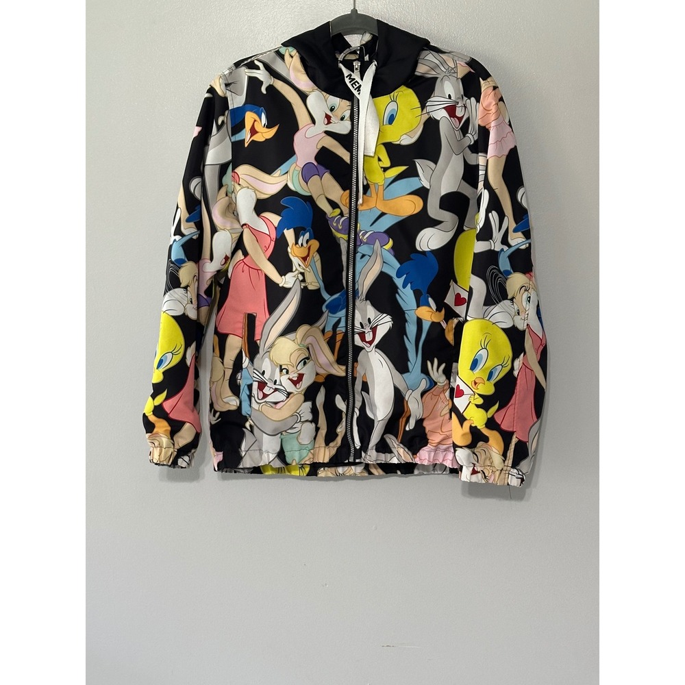Members Only Looney Tunes Mens Windbreaker Jacket Black Size M